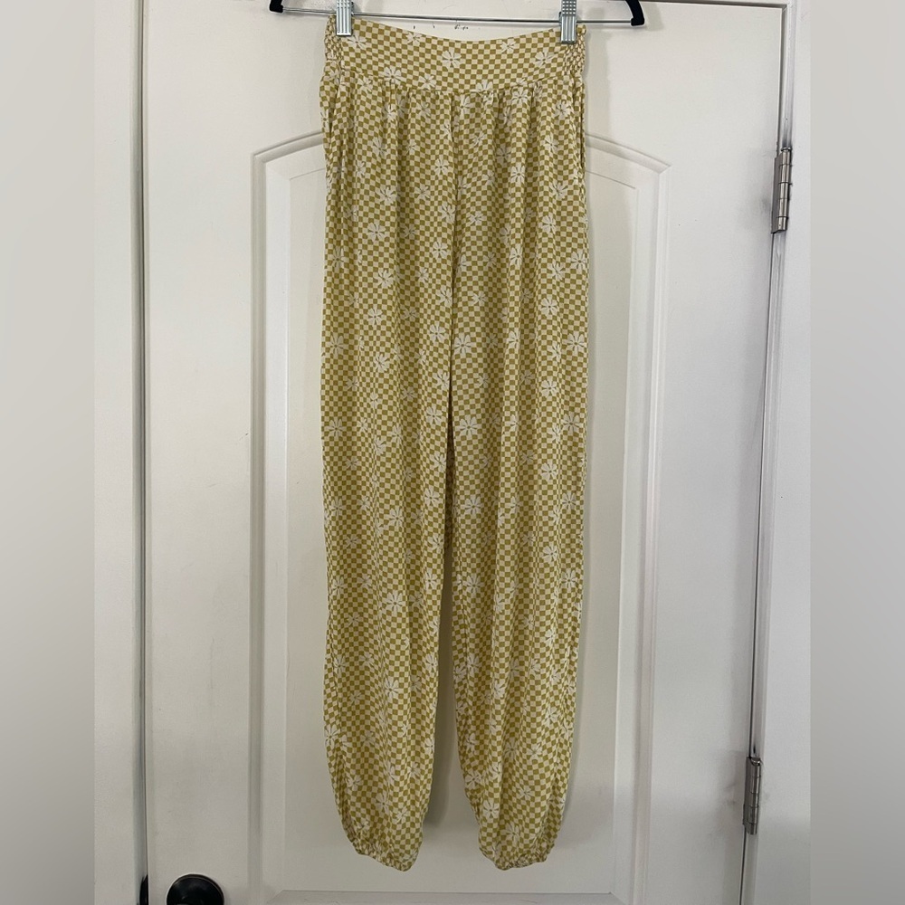 SO Floral Checked Print Highrise Joggers - XS